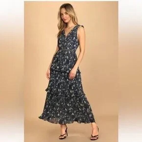 Lulu's Dresses & Skirts - Lulu's Such Sophistication Pleated Floral Dress